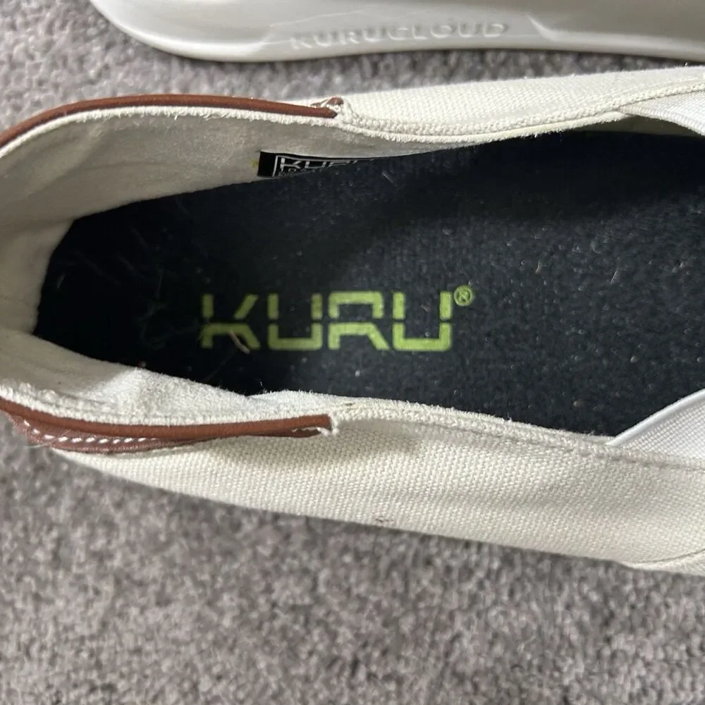 Kuru Pace Mens Sz 13 Dark Ash Canvas Leather Casual Deck Loafer Boat Shoes Used